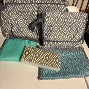 Geometric Gray and Blue Home Accent Set